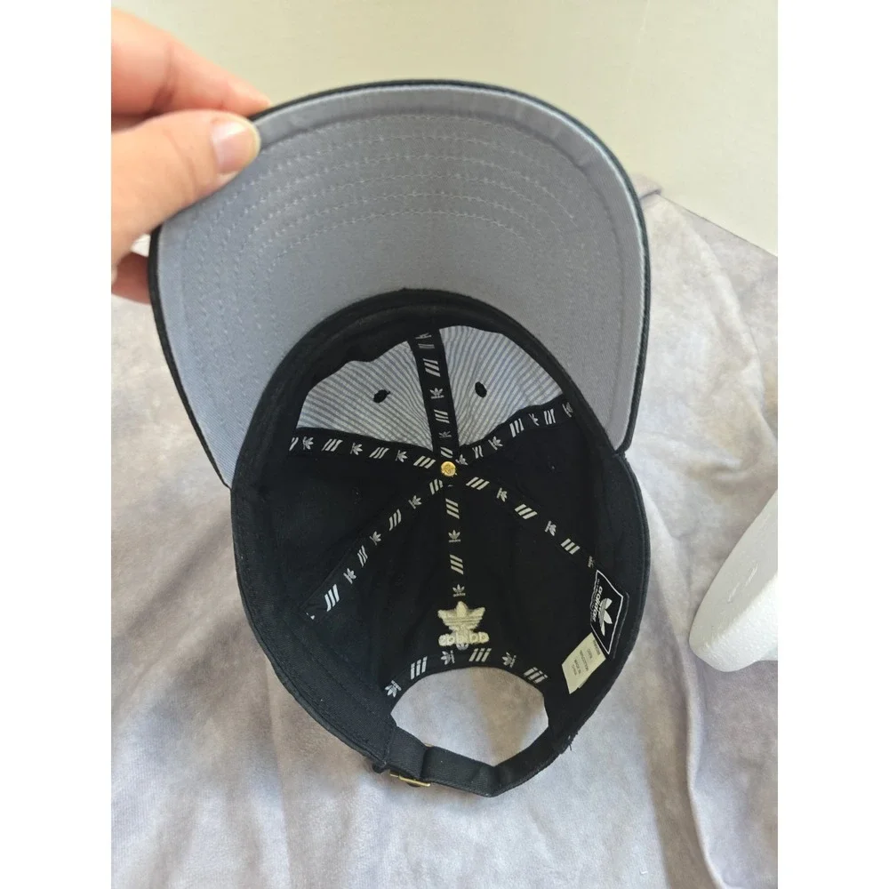 Adidas Baseball Cap Black Solid Trefoil Logo Adjustable Unisex Adults One Size